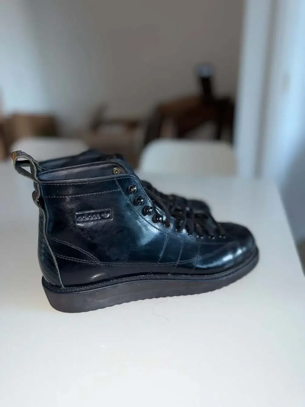 Adidas Superstar Boot CG6458 Black Patent Leather Size 8.5